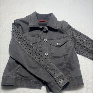 Kids Gray Studded Denim Jacket